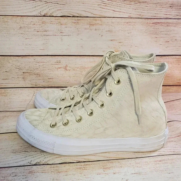 Converse Womens 6.5 Chuck Tayler All Star Suede Buff Buff White Sneakers - Picture 4 of 10